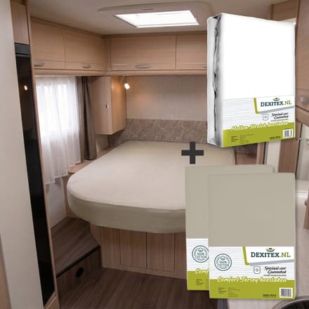 Dexitex 2 x Jersey Zandkleur + 1 x molton pakket Queensbed/Eilandbed