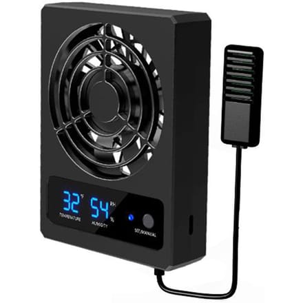 Thermostaat Hygrometer voor Reptielenterrarium met Ventilator Digitale Thermometer Vochtigheidsmeter Verstelbare Klem black