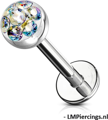 piercing austrian crystal 1.2x8 mm - multi kleur - LMPiercings