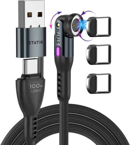 Statik 360 Pro - oplaadkabel 2.0 - USB-C Only - 3m - 100 W - Black