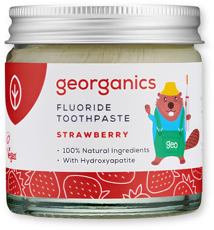 Georganics - Kids Fluoride Tandpasta - Aardbeismaak - fluoride - 60 ml