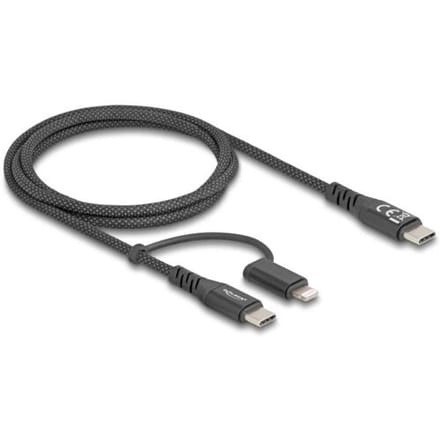 Delock 81170 USB-C-kabel USB 2.0 USB-C stekker, USB-C stekker, Apple Lightning stekker 1.00 m Zwart