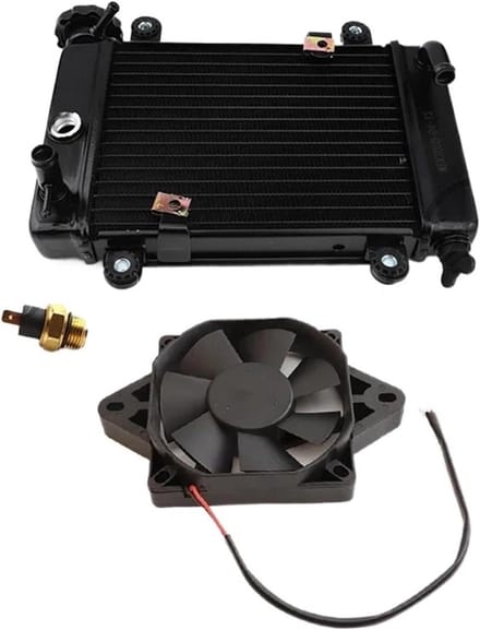 Motorkoeler Radiator - Koelset Ventilator - Motor Koelen - Temperatuursensor - 12V - Zwart