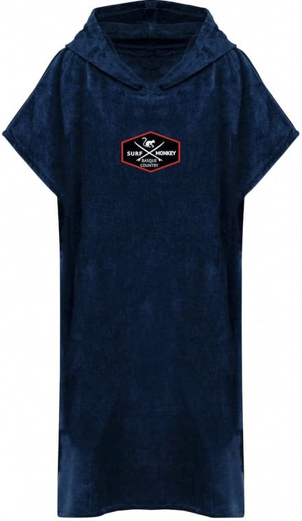 Surfponcho - Biologisch katoen / Geborduurd logo (Blauw S-M)