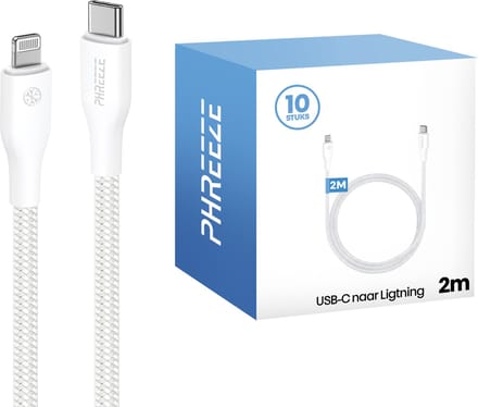 Multipack geschikt voor Lightning kabels 2m - 10 pack - Ideaal voor grootverbruikers, bezorgers & zakelijk