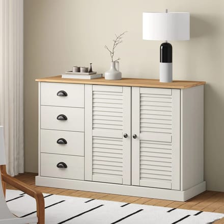 vidaXL - Dressoir - met - lades - VIGO - 113x40x75 - cm - massief - grenenhout - wit