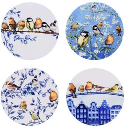 Onderzetters Bosvogels - Rond - Keramiek - set van 4