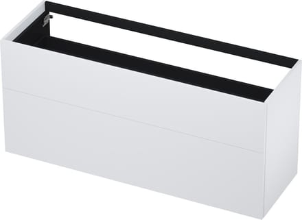 INK® wastafelonderkast 2 laden greeploos push to open gelakt 140x45x65cm, mat wit