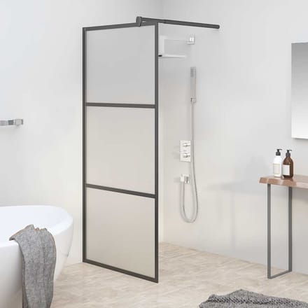 vidaXL - Douche - schermen - Zwart - 80 - x - 195 - cm - Glas - en - Aluminium