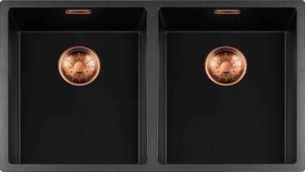 Lorreine Black Quartz Series spoelbak 34+3440cm mm Plug Copper 3434BQ-FU-Copper