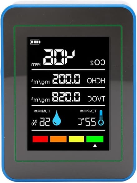Luchtkwaliteit Meter - CO2 TVOC Sensor - Gezond Binnenklimaat - Geavanceerde Sensoren - 15 x 11 x 9 cm