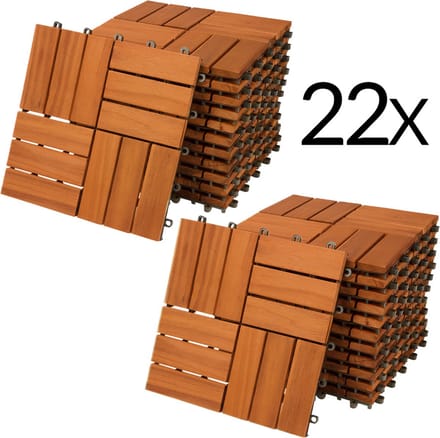 Casaria Vlondertegel – 22 Stuks 2m² – Acaciahout – 30x30cm – Mozaiek