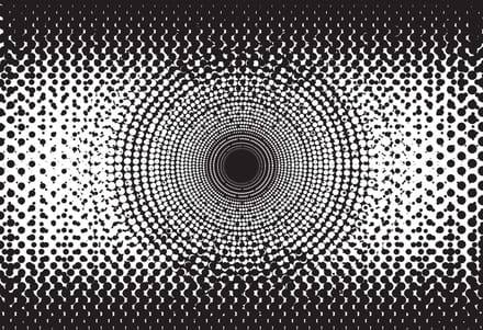 Fotobehang Abstract Black White Dots | PANORAMIC - 250cm x 104cm | 130g/m2 Vlies