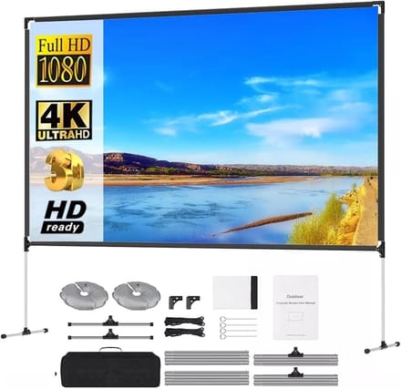 Projectiescherm - Draagbaar Scherm - Buiten Films Kijken - Met Standaard - 100 Inch 16:9 - Mat Wit