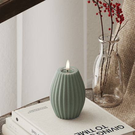 Deluxe Homeart Led Kaars Salvie Green Stripe 7,5 x 10 cm