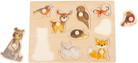 Small Foot - Wooden Stud Puzzle Forest Animals 9p Hout