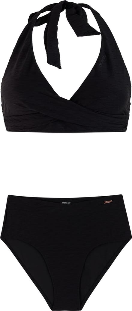 Protest PRTFrea - Bikini set Dames - Clipsluiting - Vaste vulling - Normale pasvorm - Hoge taille - Volledige dekking - Zwart