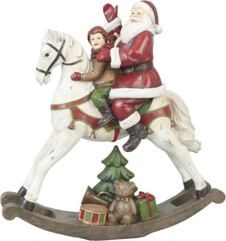 Clayre & Eef Beeld Kerstman 30 cm Rood Wit Kunststof