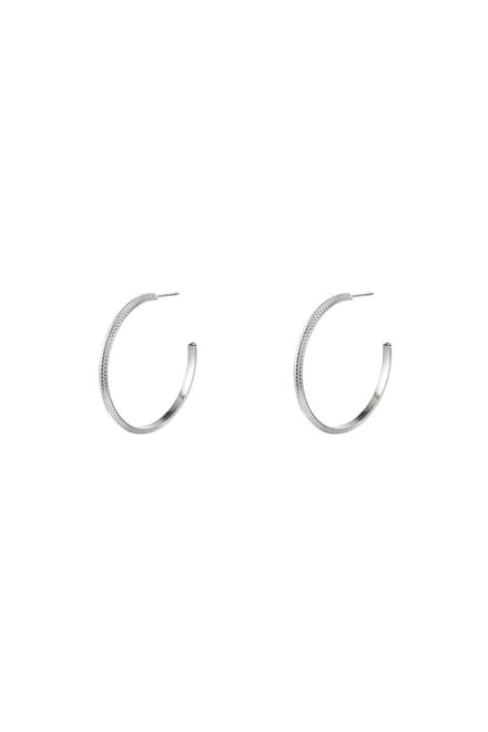 Stainless steel hoop earrings - oorbellen - yehwang- silver
