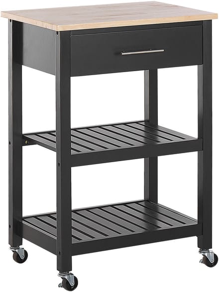 HIUMA - Keukentrolley - Zwart - Rubberhout