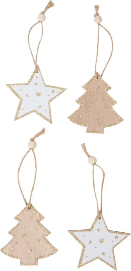 Gadgetpoint - Boomversiering - Versiering - Hangers - Kerstmis - Christmas - Xmas - Set van 4 - Boom & Ster