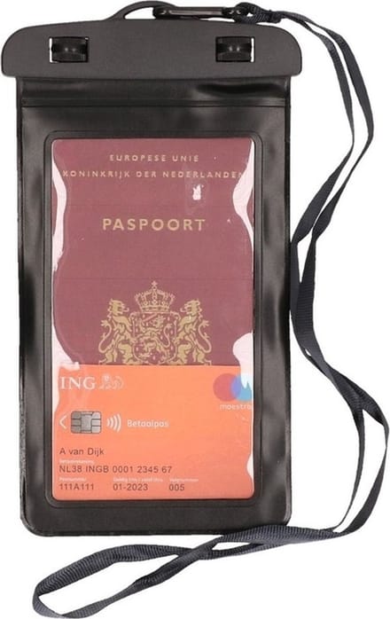 Bellatio Design - Waterdicht documententasje - Paspoorthoesje - Zwart