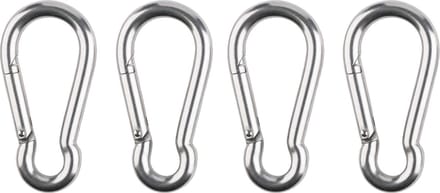 PARKSIDE Karabijnhaak Set van 4 RVS - 80 x 8 mm - Karabiner Carabiner - Max. belasting: 230 kg
