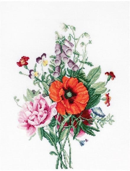 Borduurpakket KLAP EN PIOENROZEN - LUCA-S - 19 x 26 cm