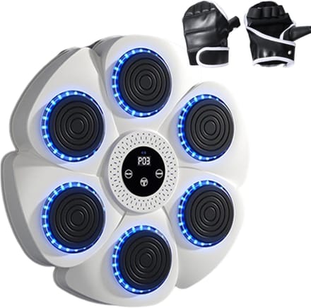 Muziek Boksmachine - Wandbokstrainer - Thuis Workout - Ruimtebesparend Ontwerp - 40cm Diameter - Wit