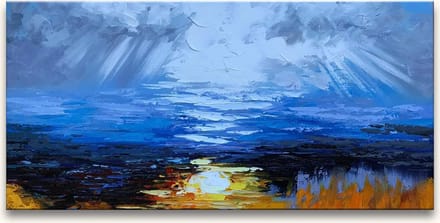 Handgeschilderd schilderij Olieverf op Canvas - Zeeaanzicht bij Dageraad