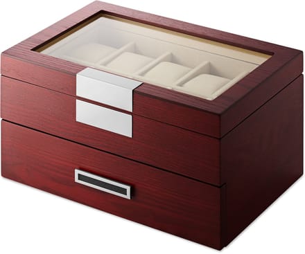 Kersenhouten Fineer Horloge Displaybox met 20 Vakken