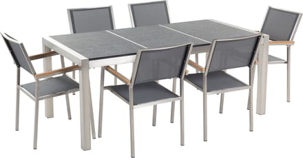 GROSSETO - Tuinset voor 6 Stoelen - Grafietgrijs - Graniet