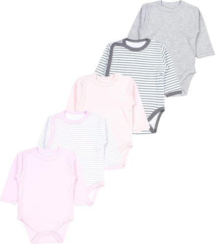 Baby Rompertjes - Set van 5 - Dagelijks Dragen - Wikkelmodel - Lange Mouw - Multicolor