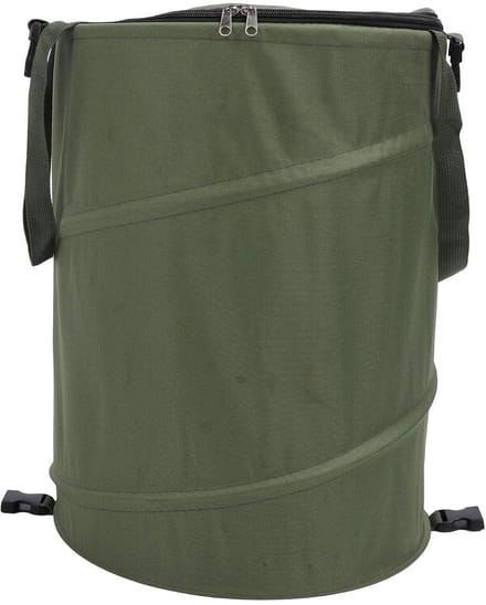 Vuilnisbak Buiten - Afvalcontainer Camping - Afval Opruimen - Stevig Deksel Ritssluiting - 24 Gallon - Donkergroen