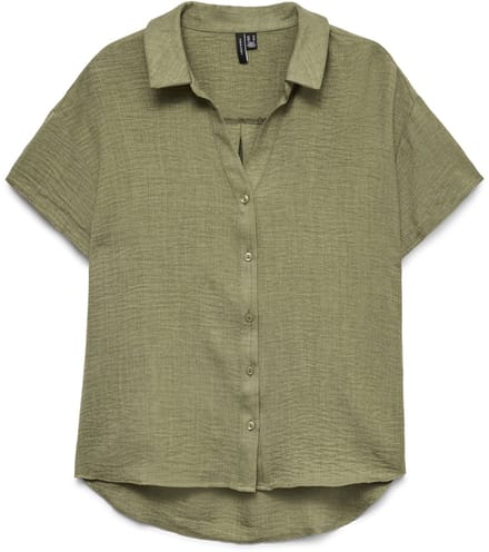 VERO MODA VMMELANEY QUEENY SS SHIRT WVN GA Dames Blouse - Laurel Wreath Melange