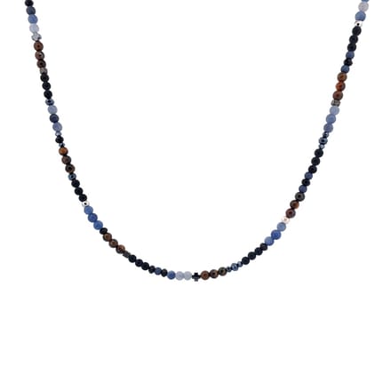 IbizaMen - heren - ketting - edelsteen - onyx - blauwe - agaat - 4mm - 50cm