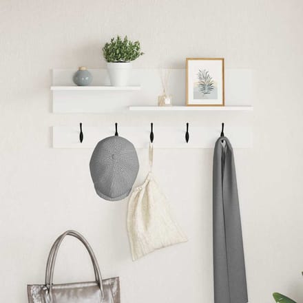 vidaXL - Wandgemonteerde - kapstok - Muurmontage - Wit - 90 - x - 15 - x - 36 - cm