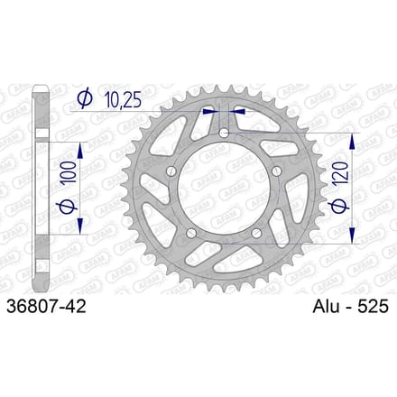 Aluminium tandwiel achter Afam 525 42 dents