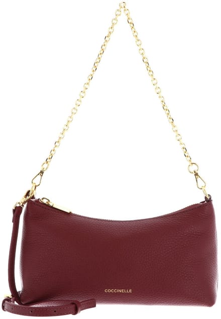 COCCINELLE Leren schoudertas Aura Mini Bag Grained Leather Ribes (rood)paars