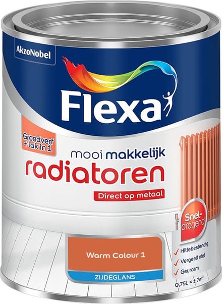 Flexa - Mooi Makkelijk Radiatoren Zijdeglans - Warm Colour 1 - Mengverf - 750 Ml