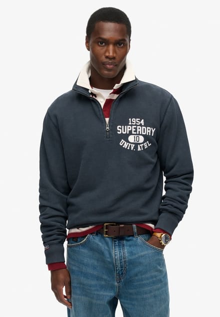 Superdry - Track & Field trui met halve rits en afbeelding - Heren - Truien