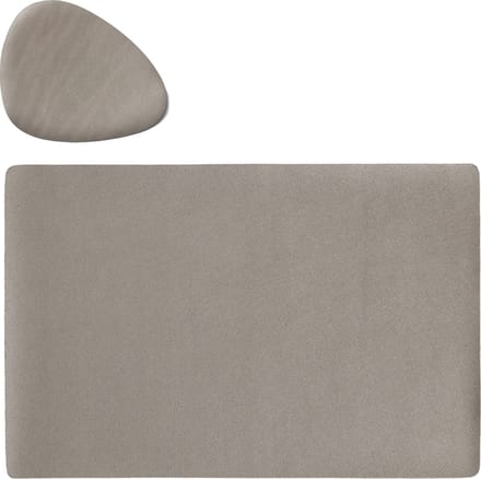 Placemats en onderzetters lederlook - set 6x - metallic taupe