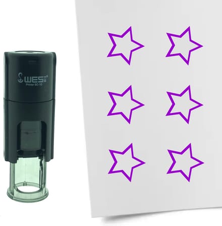 CombiCraft Stempel Open Ster 10mm rond - paarse inkt