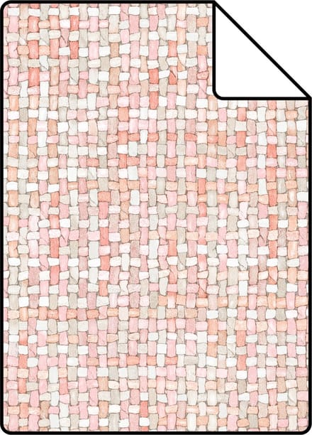 Proefstaal ESTAhome behang geweven linnenstructuur perzik oranje roze - 26.5 x 21 cm - 148661-S