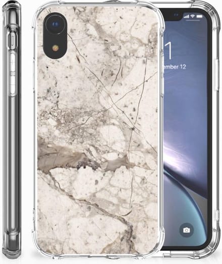 Apple iPhone Xr Anti-Shock Hoesje Marmer Beige