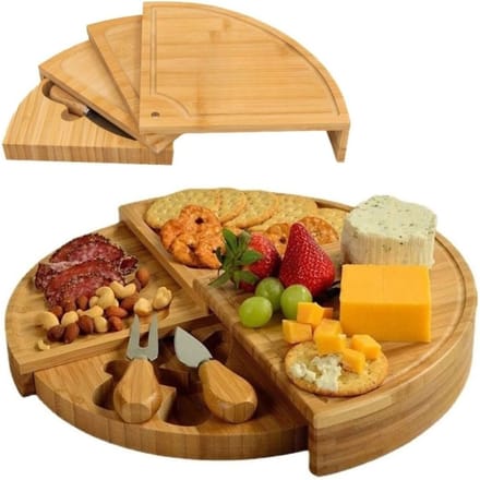 GTB® Tapasplank met Schaaltjes - Tapasplank - Serveerplank met Bakjes - Bruin - 20cm x 20cm x 10cm