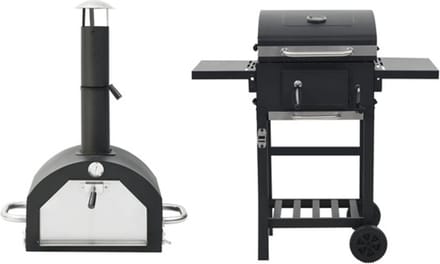 vidaXL Pizzaoven en barbecue 3-in-1 zwart