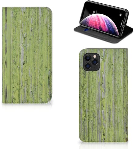 Apple iPhone 11 Pro Max Book Wallet Case Green Wood