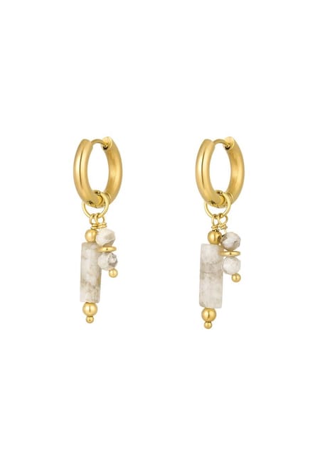 Oorbellen Stone Dangling - Beige