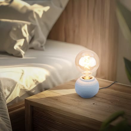 BRILONER Amba - Tafellamp slaapkamer - met stoffen kap & keramiek voet - bedlamp tafellampje — Ø10cm x 8cm - grijs